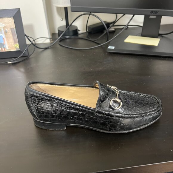 GUCCI GENUINE CROCODILE HORSEBIT LOAFERS
